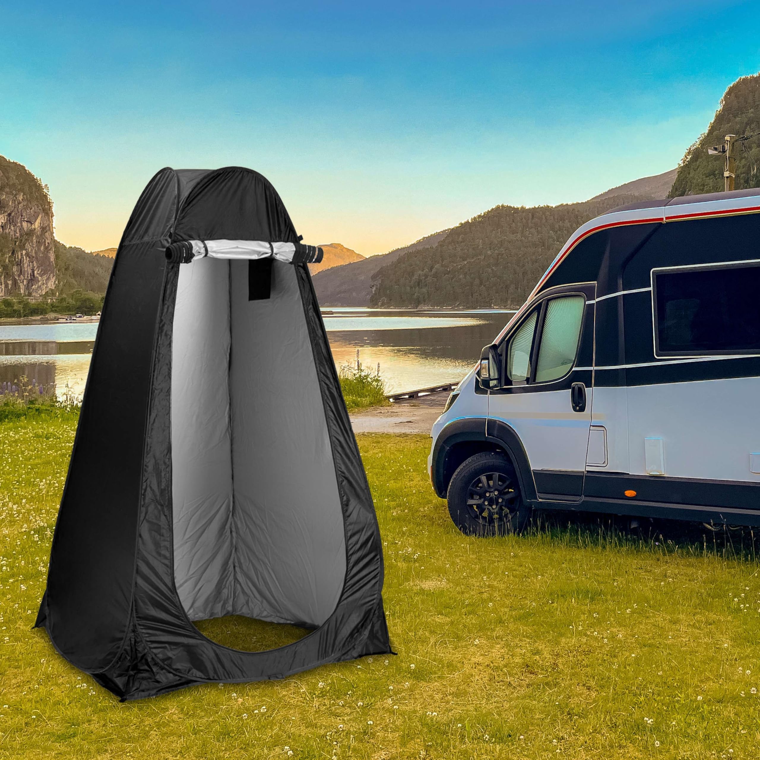EverScout on beach lifestyle setup offering shade and privacy