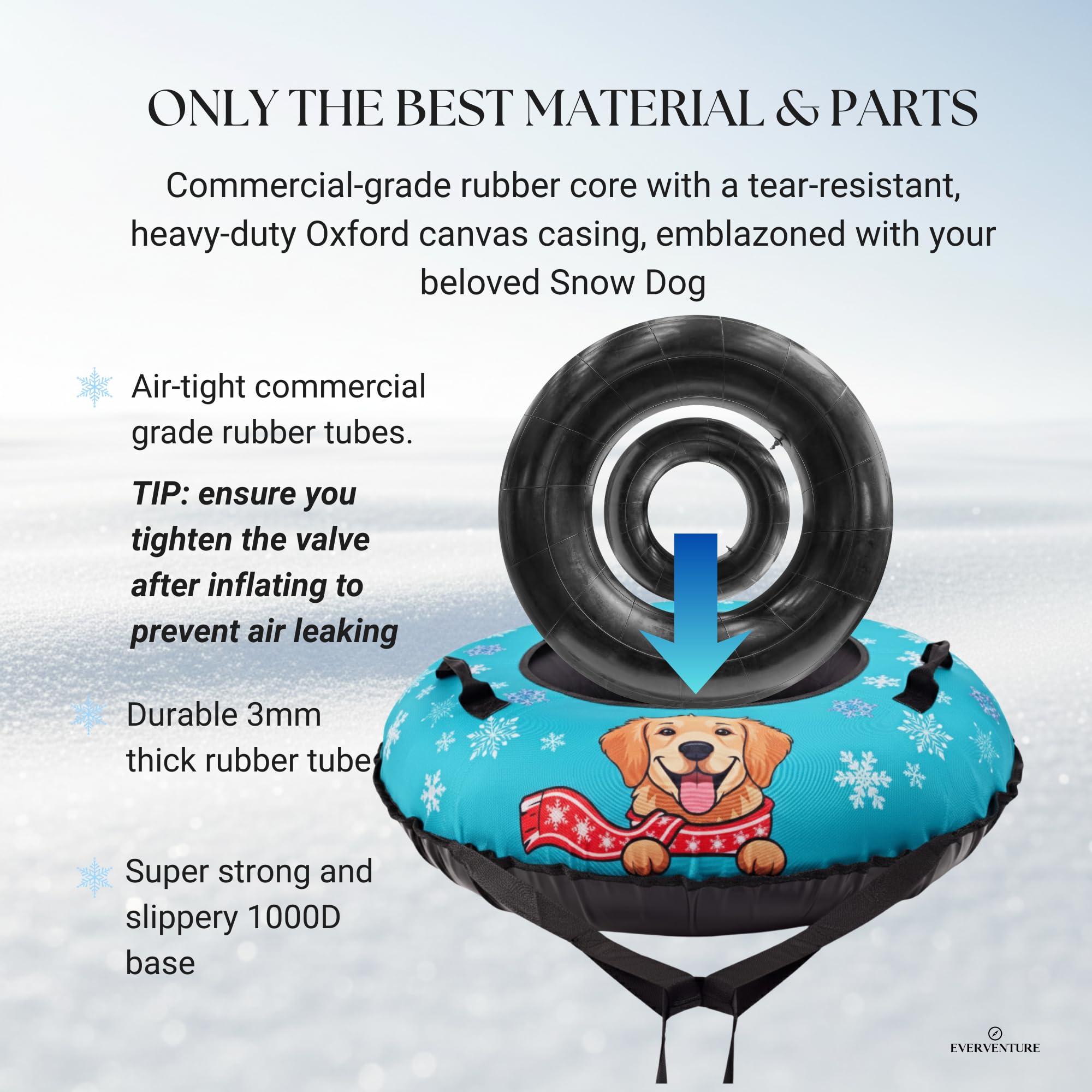 EverVenture Snow Dog close-up of 1000D slick base for faster, durable sliding
