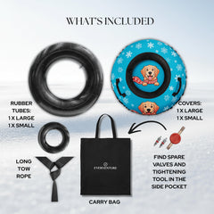 EverVenture Snow Dog reinforced handles and tow rope for safer uphill pulls