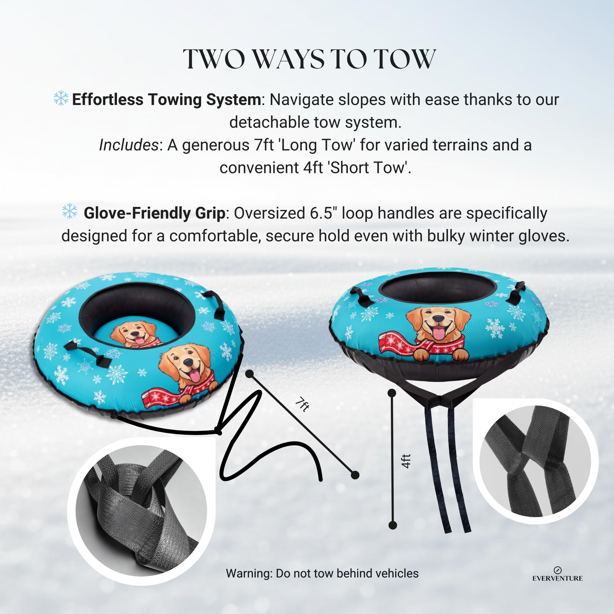 EverVenture Snow Dog size comparison beside a backpack showing portable scale