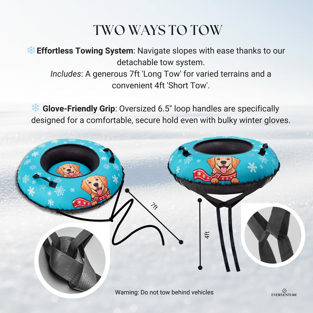 EverVenture Snow Dog size comparison beside a backpack showing portable scale