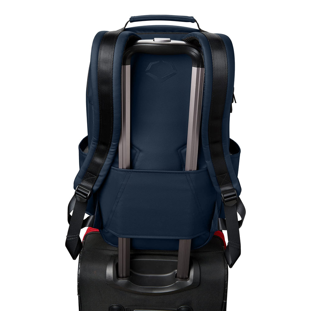 EvoShield Exec Backpack in commuter setting beside a laptop and coffee for on-the-go use
