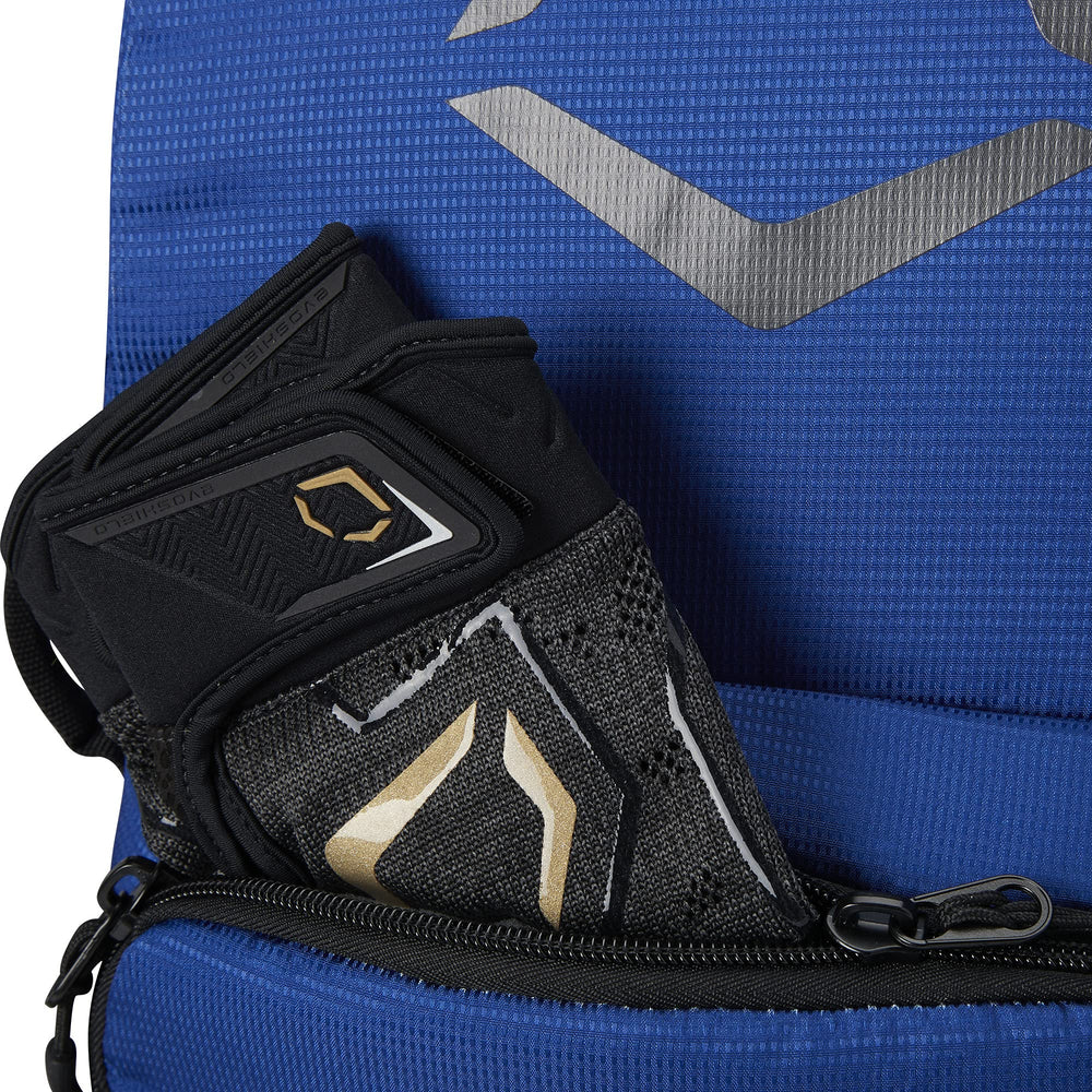 EvoShield SRZ-1 main compartment with youth helmet and glove organized