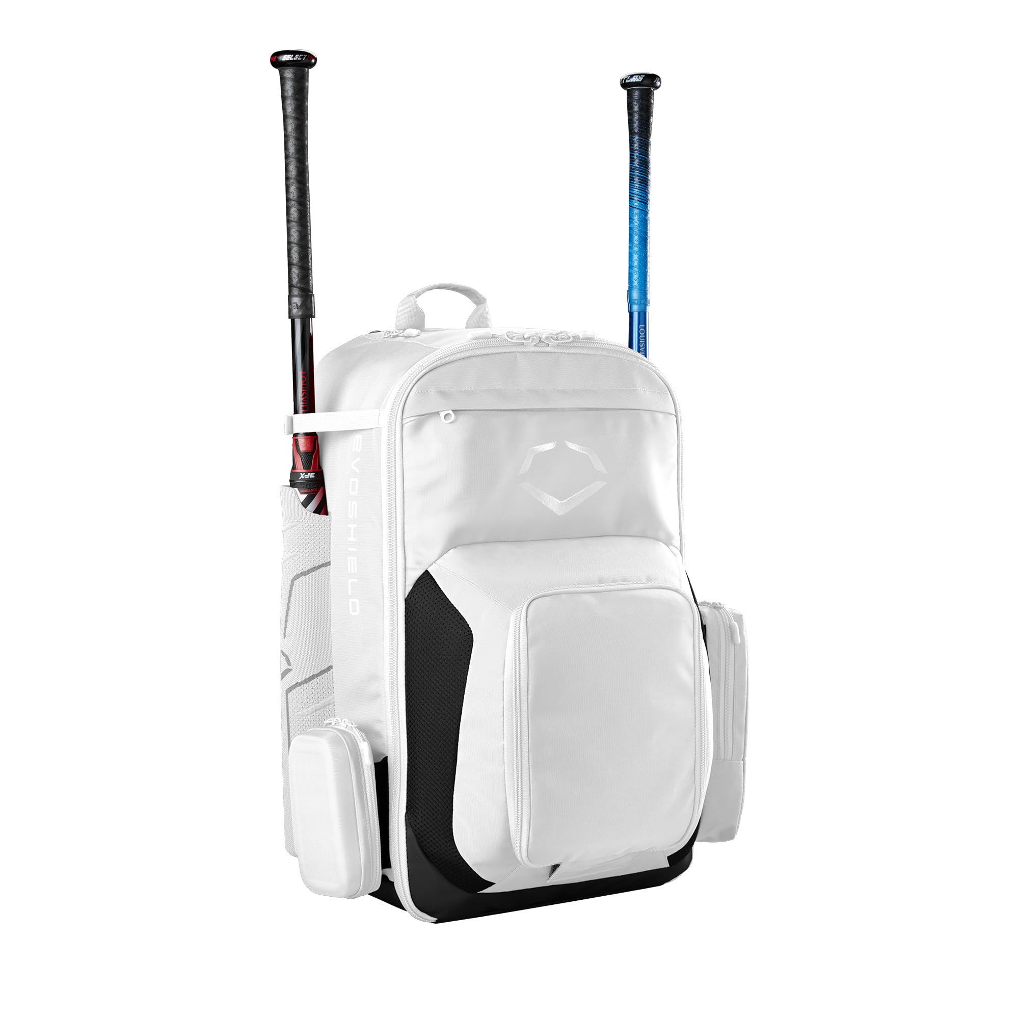 EvoShield open interior illustrating roomy main compartment and protected helmet storage for easy packing