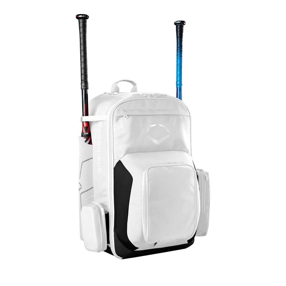 EvoShield open interior illustrating roomy main compartment and protected helmet storage for easy packing