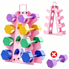 EXBTOKA front view of 4-tier rack showing organized dumbbells and neat storage benefit