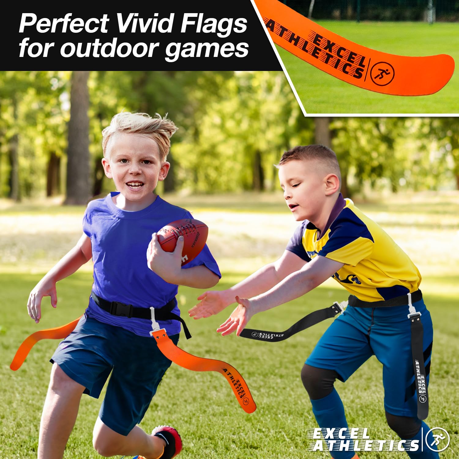 Excel Athletics belt adjusted on a child fitting comfortably during active play
