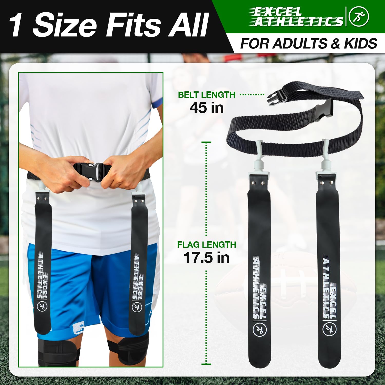 Excel Athletics close-up of quick-snap buckle on belt for secure fit and easy release