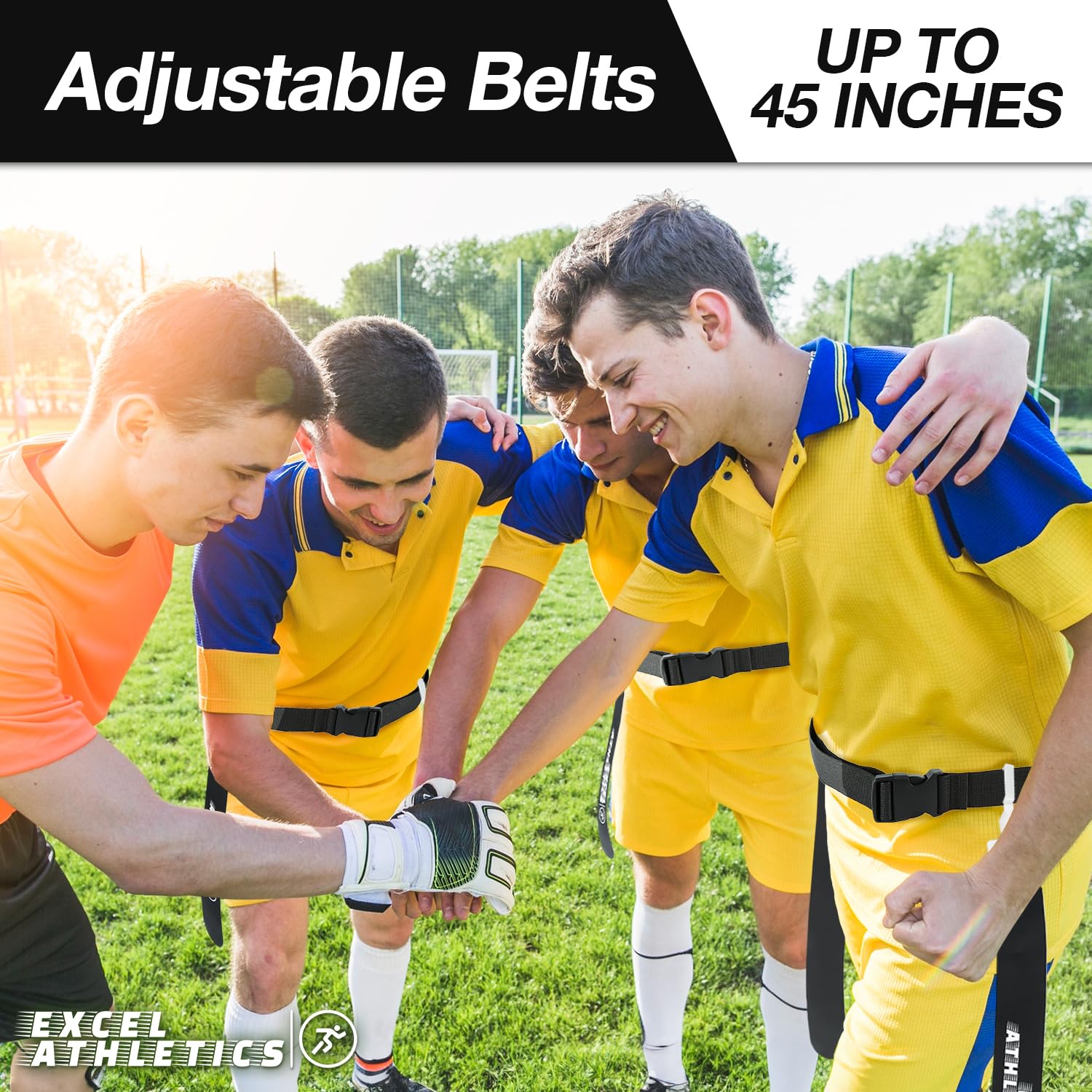 Excel Athletics player wearing adjustable belt while running demonstrating comfortable fit
