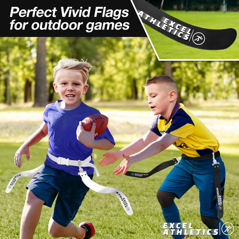 Excel Athletics entire set laid out displaying belts, flags and e-book for easy inventory