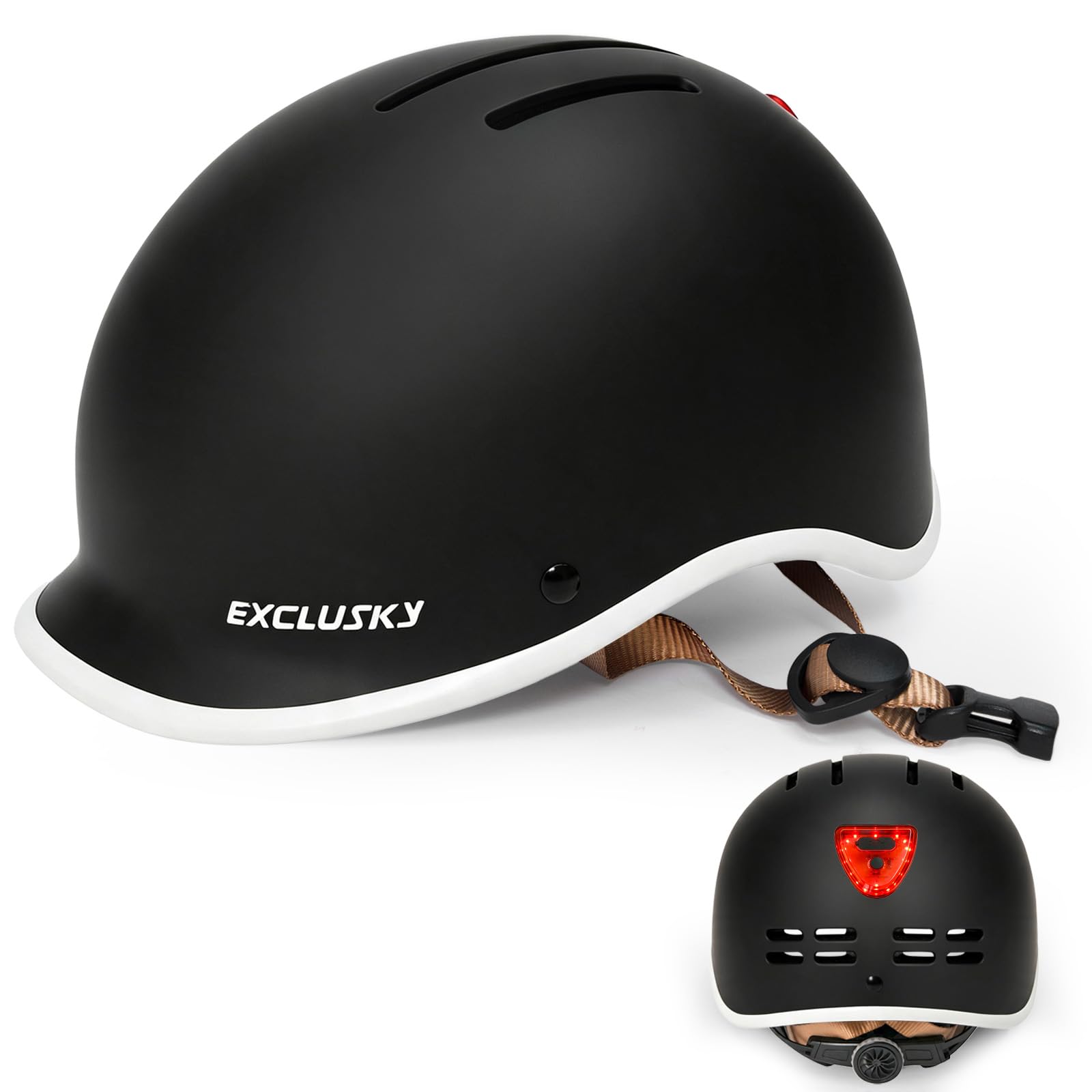 EXCLUSKY front view showing helmet shape and secure fit benefit