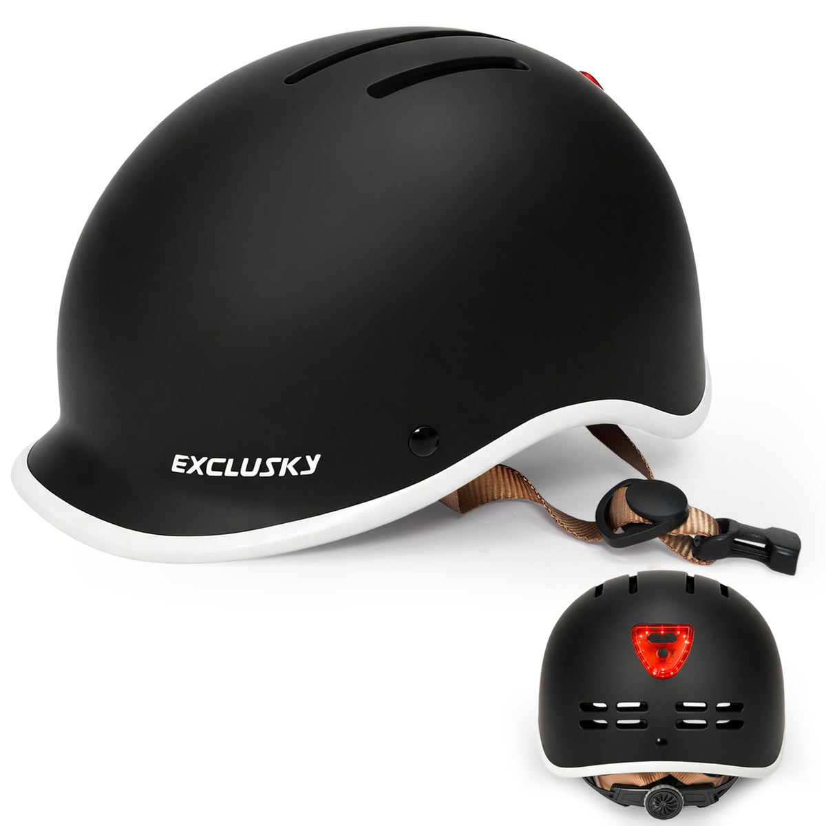 EXCLUSKY front view showing helmet shape and secure fit benefit