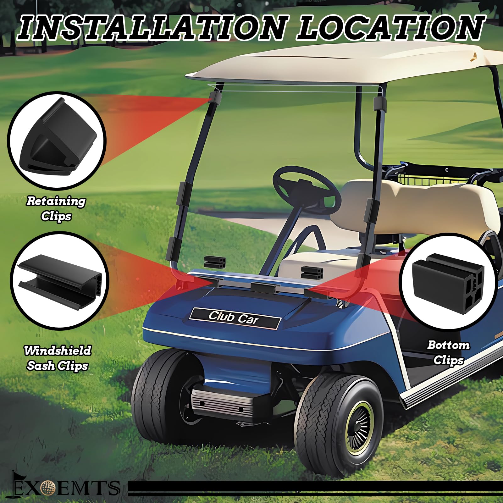 EXOEMTS clip mounted on a 1x1 square strut showing secure fit and vibration reduction benefit