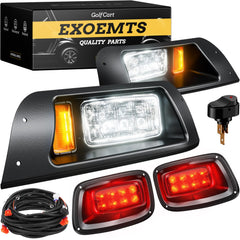 EXOEMTS front view of LED headlight showing bright beam and improved visibility