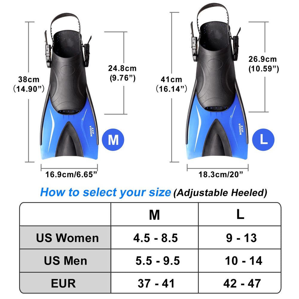 EXP VISION fins foot pocket and strap showing secure, adjustable fit