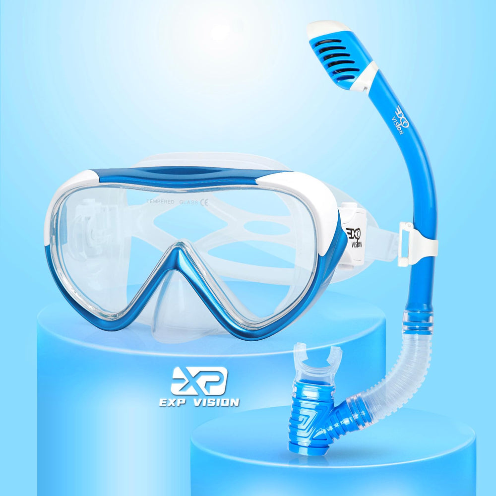 EXP VISION front view of mask and snorkel showing full kit benefit