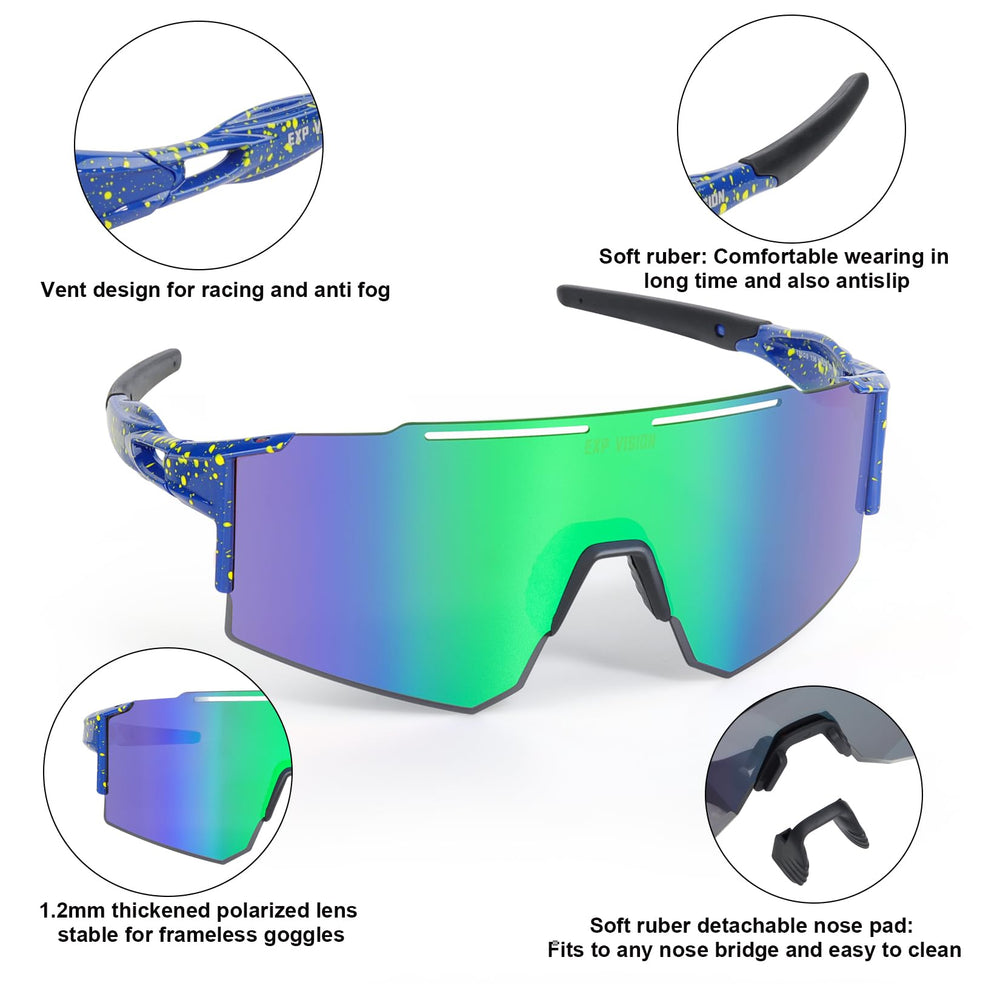 EXP VISION on cyclist demonstrating secure fit and clear vision during outdoor riding