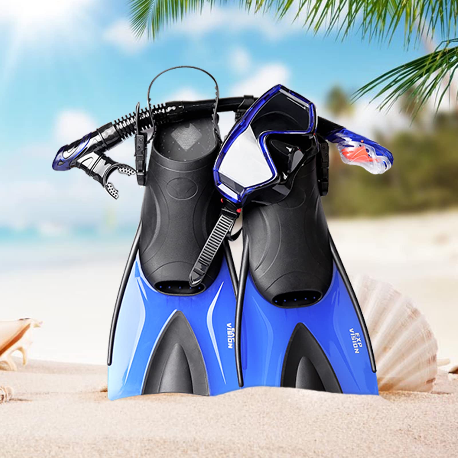 EXP VISION mask and snorkel in use demonstrating clear underwater sight