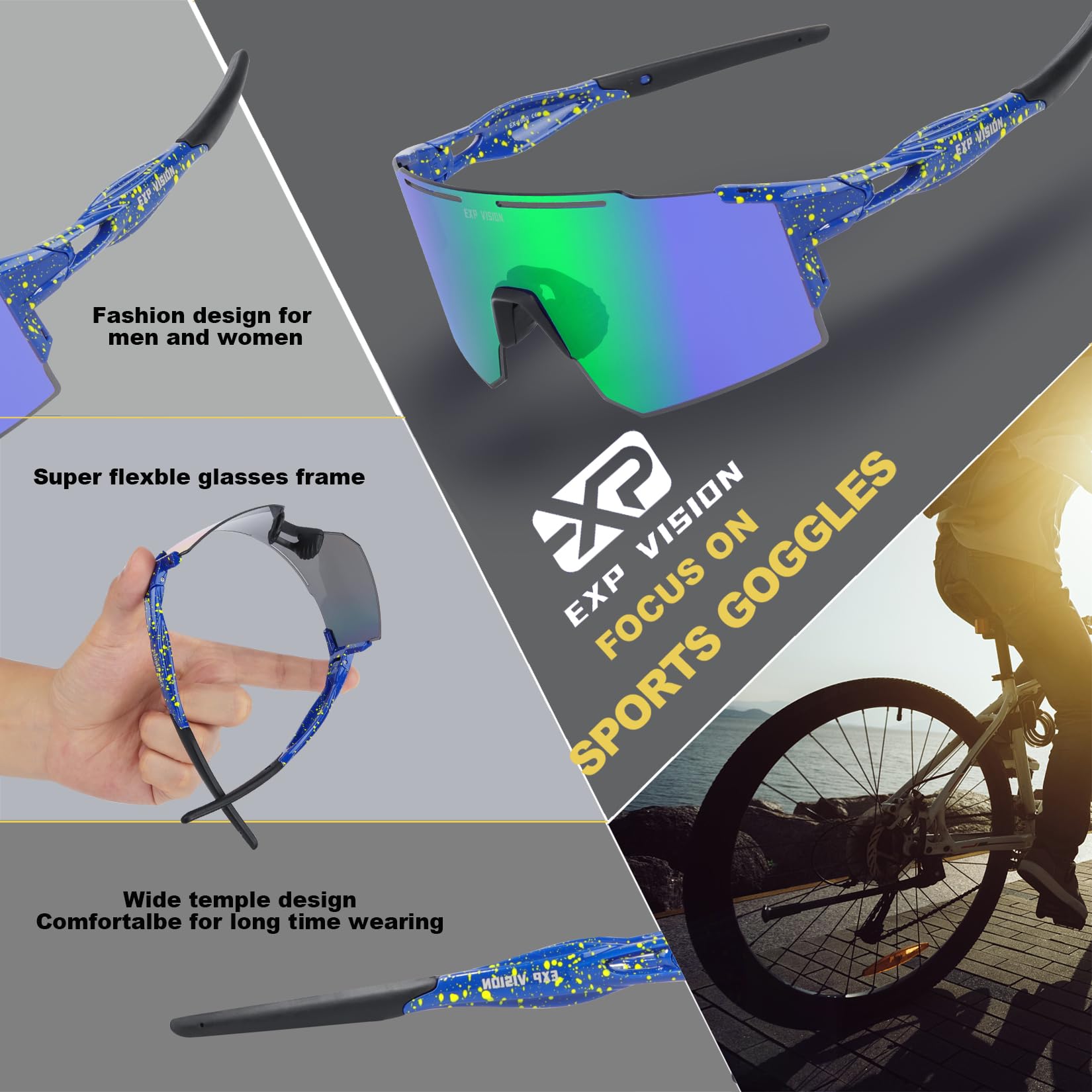 EXP VISION size comparison beside hand illustrating ultralight 25 g weight advantage