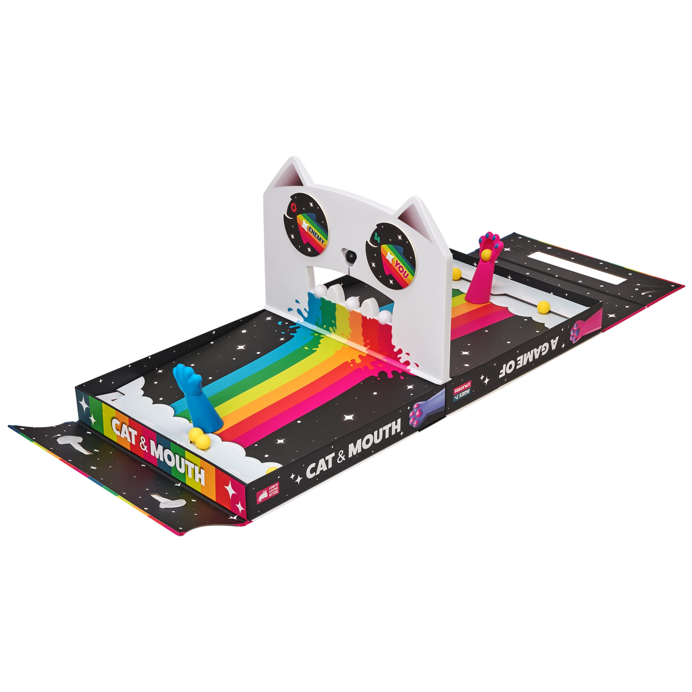 Exploding Kittens assortment of 17 plastic balls displayed for colorful, fast gameplay
