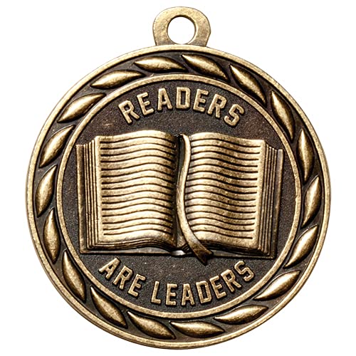 Express Medals close-up of high-relief Readers Are Leaders design, clear detail