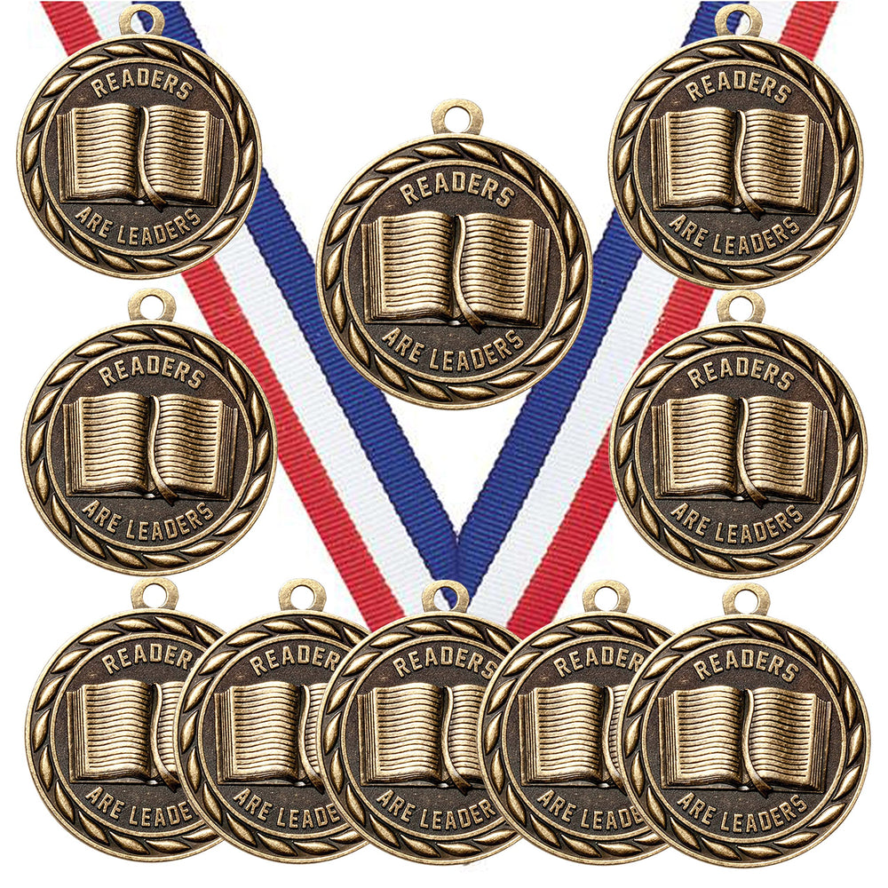 Express Medals front view pack of 10 medals and ribbons, durable presentation