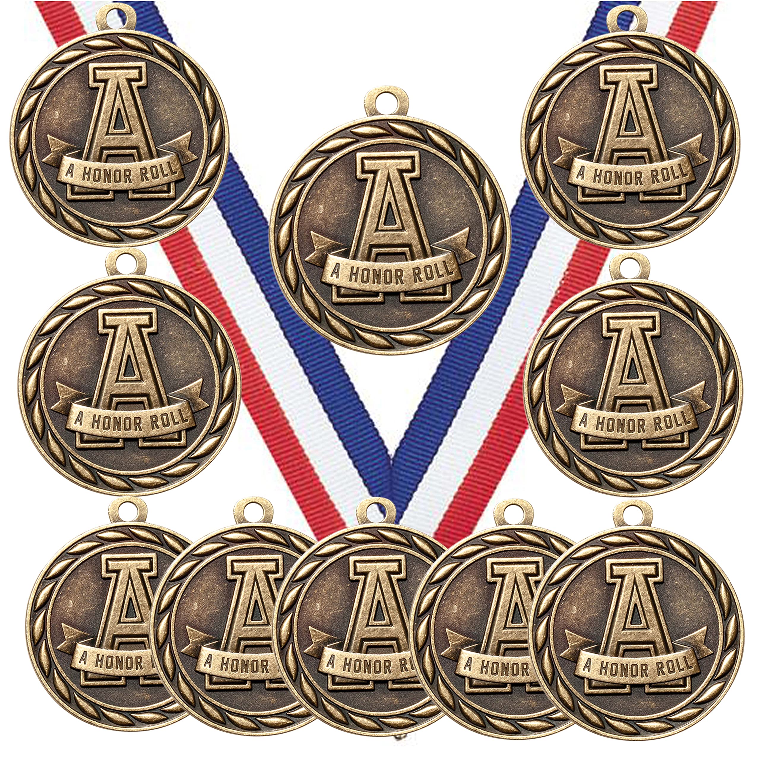 Express Medals front view pack of 10 showing ribbons and medal set benefit recognition