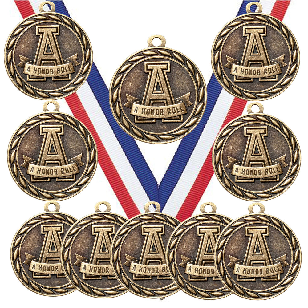 Express Medals front view pack of 10 showing ribbons and medal set benefit recognition