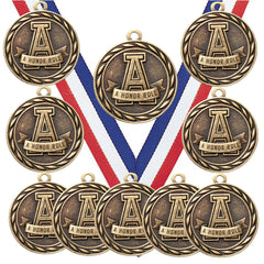 Express Medals front view pack of 10 showing ribbons and medal set benefit recognition