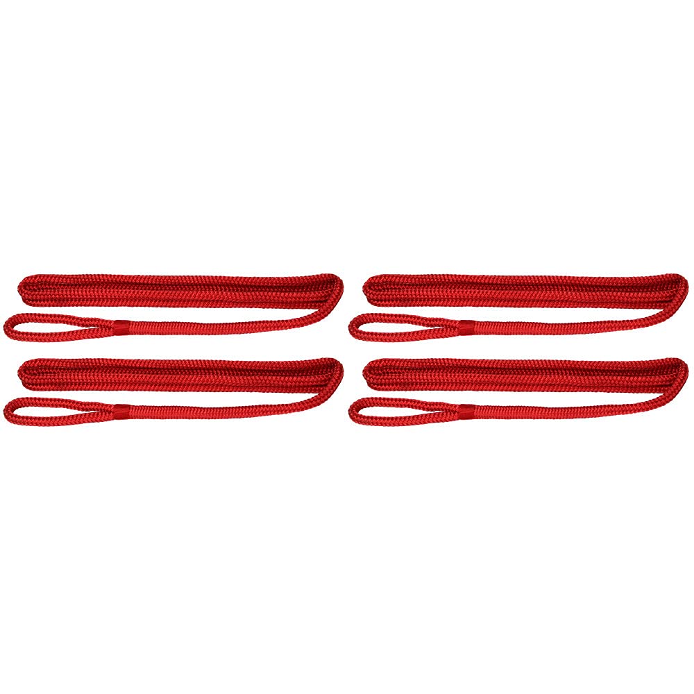 Extreme Max front view of red 3/8" fender line 4-pack showing loop, durable and ready