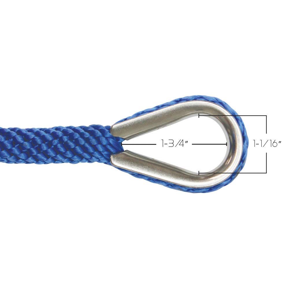 Extreme Max BoatTector stainless steel thimble close-up protecting the rope eye