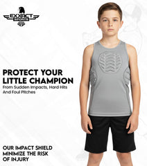 Exxact Sports youth pitcher wearing tank protector offering discreet game-day safety