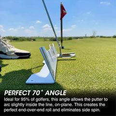 EyeLine Golf assembled 70° Edge rail with Quick Look Mirror for consistent ball placement