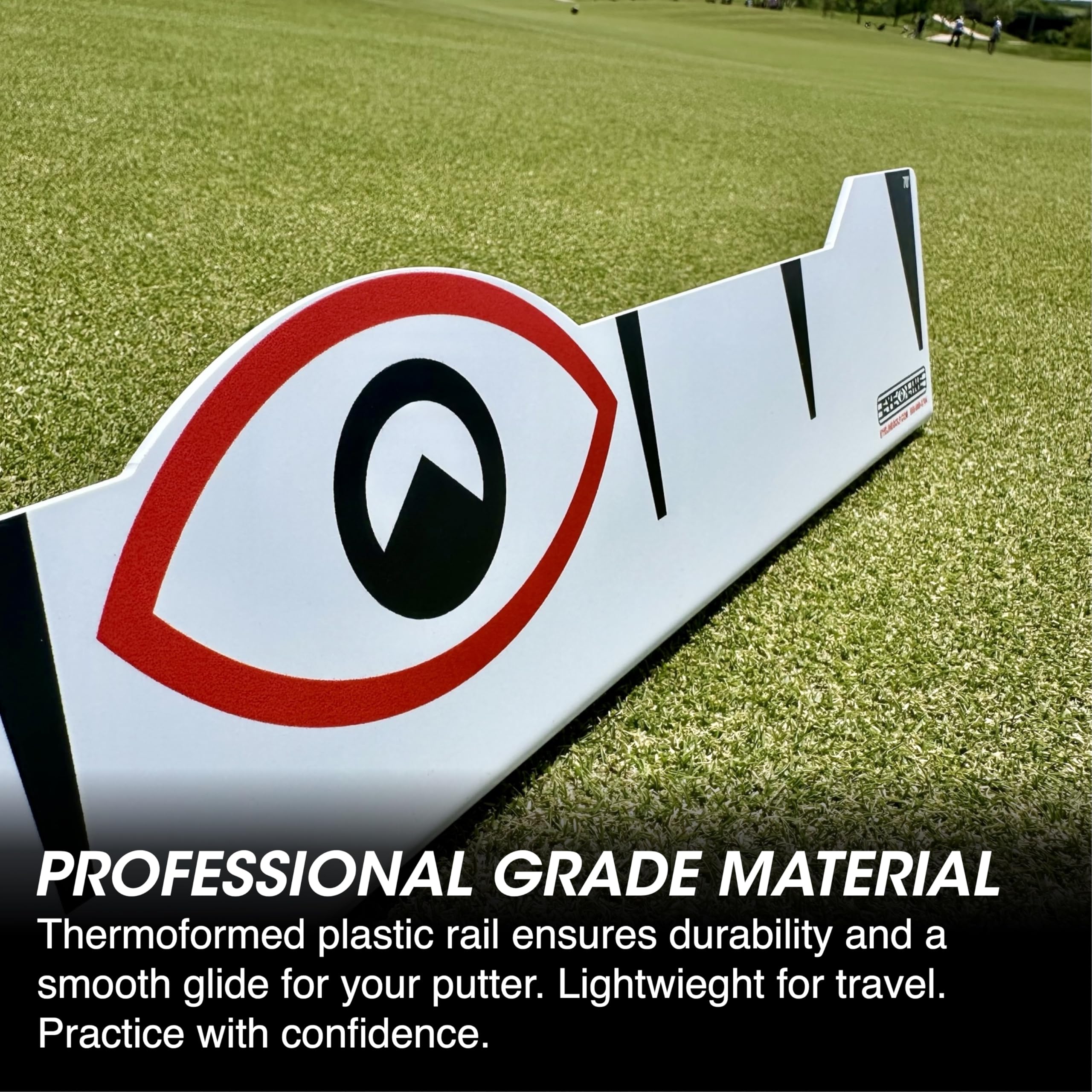 EyeLine Golf rail with ball set in place demonstrating centered face contact