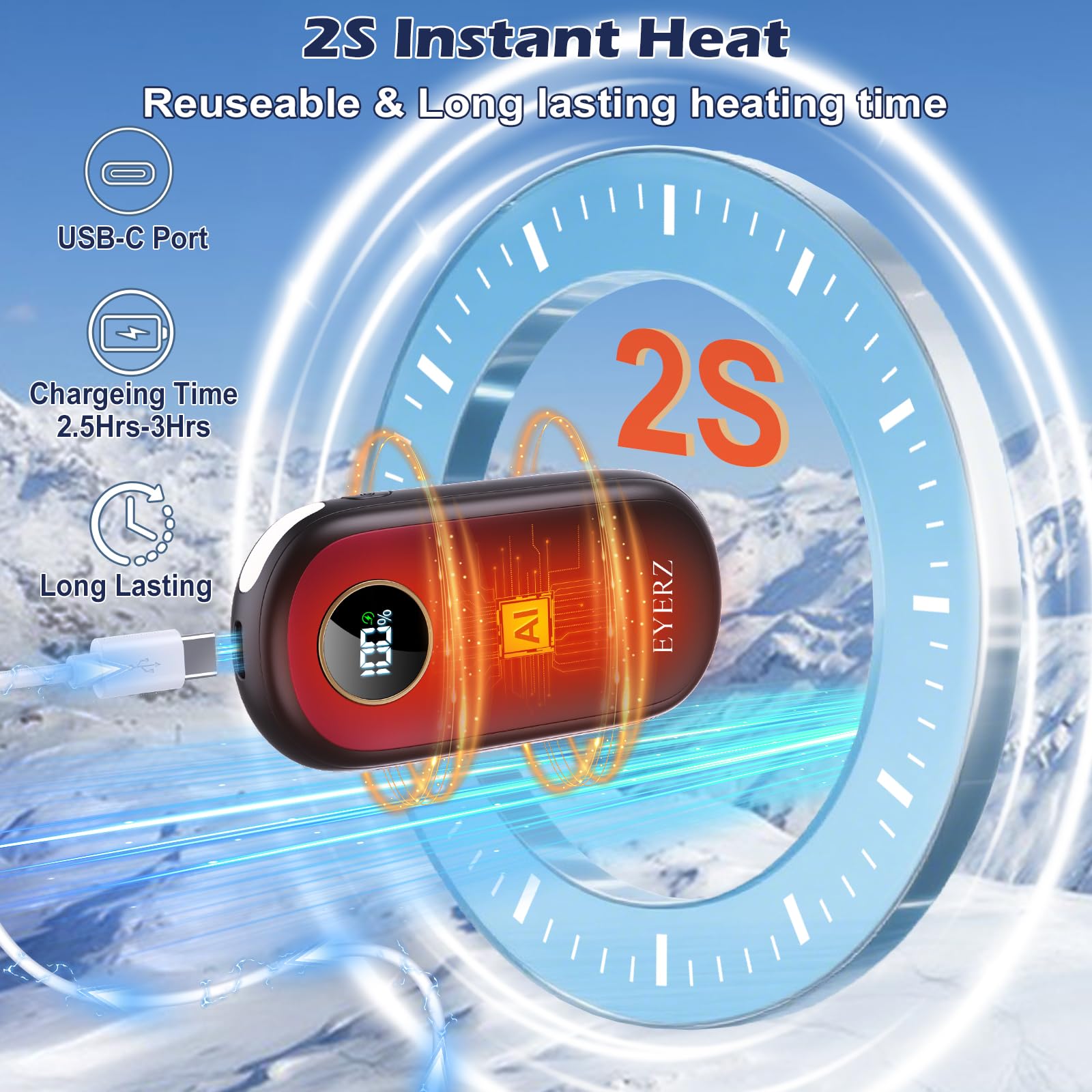 EYERZ LED display closeup showing temperature and battery for control