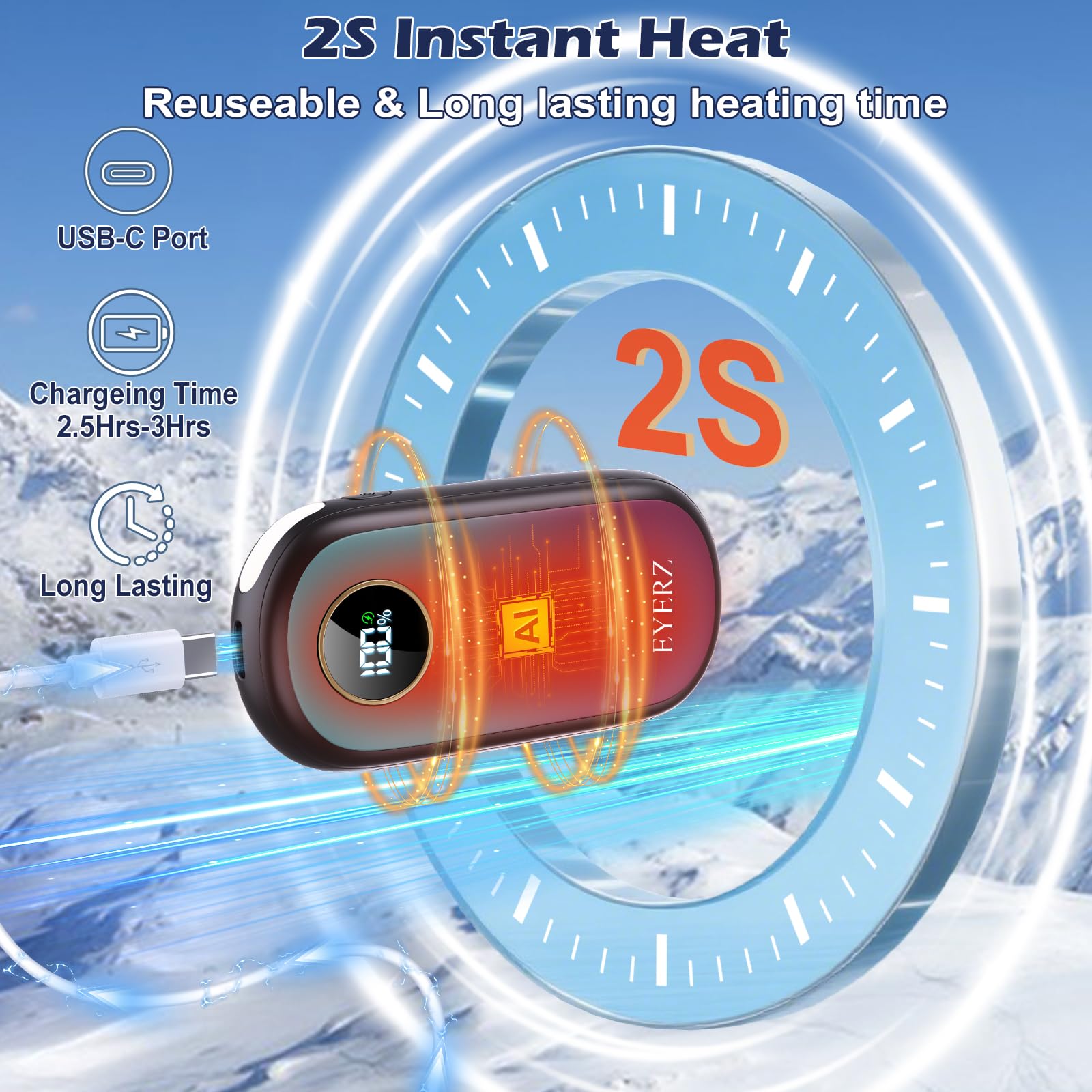 EYERZ LED display closeup showing temperature and battery for clear monitoring