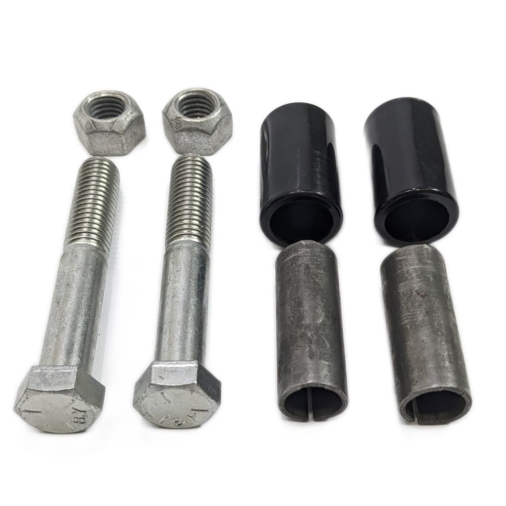 EZ Loader front view of mounting kit showing bolts, nuts, and bushings for easy identification and fit