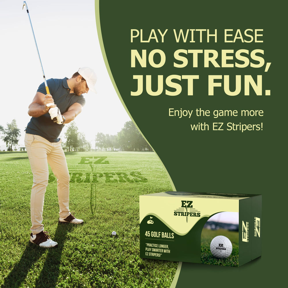 EZ Stripers ball on tee ready for long drives and dependable launches