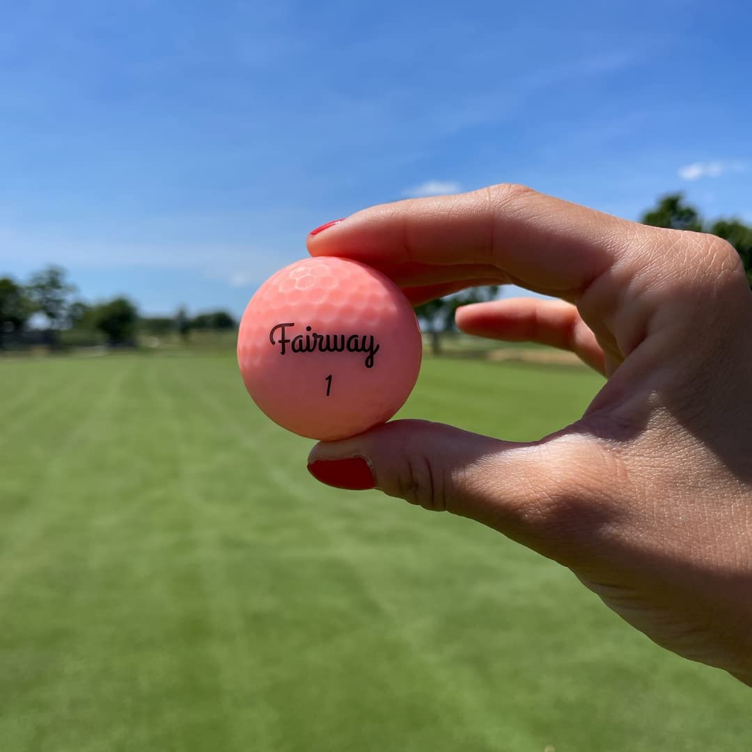 Fairway Golf ball next to tee showing true size and scale for confidence