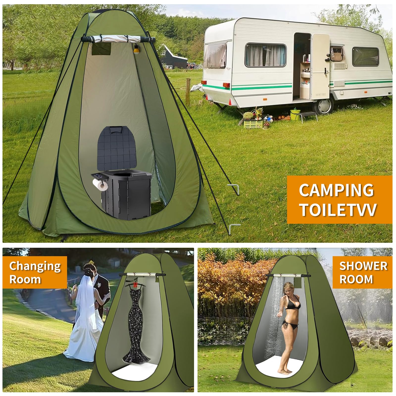 FAMILON tent in campsite lifestyle scene offering privacy and convenience