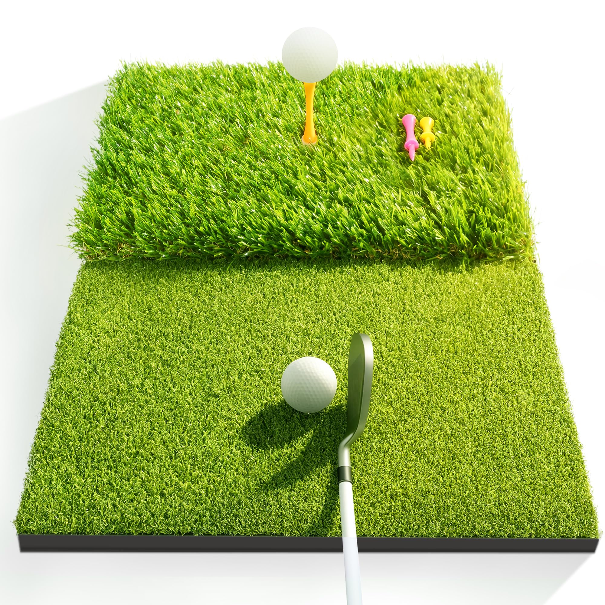 Fanshaw mat front view showing dual-turf and hitting zone benefit realistic practice