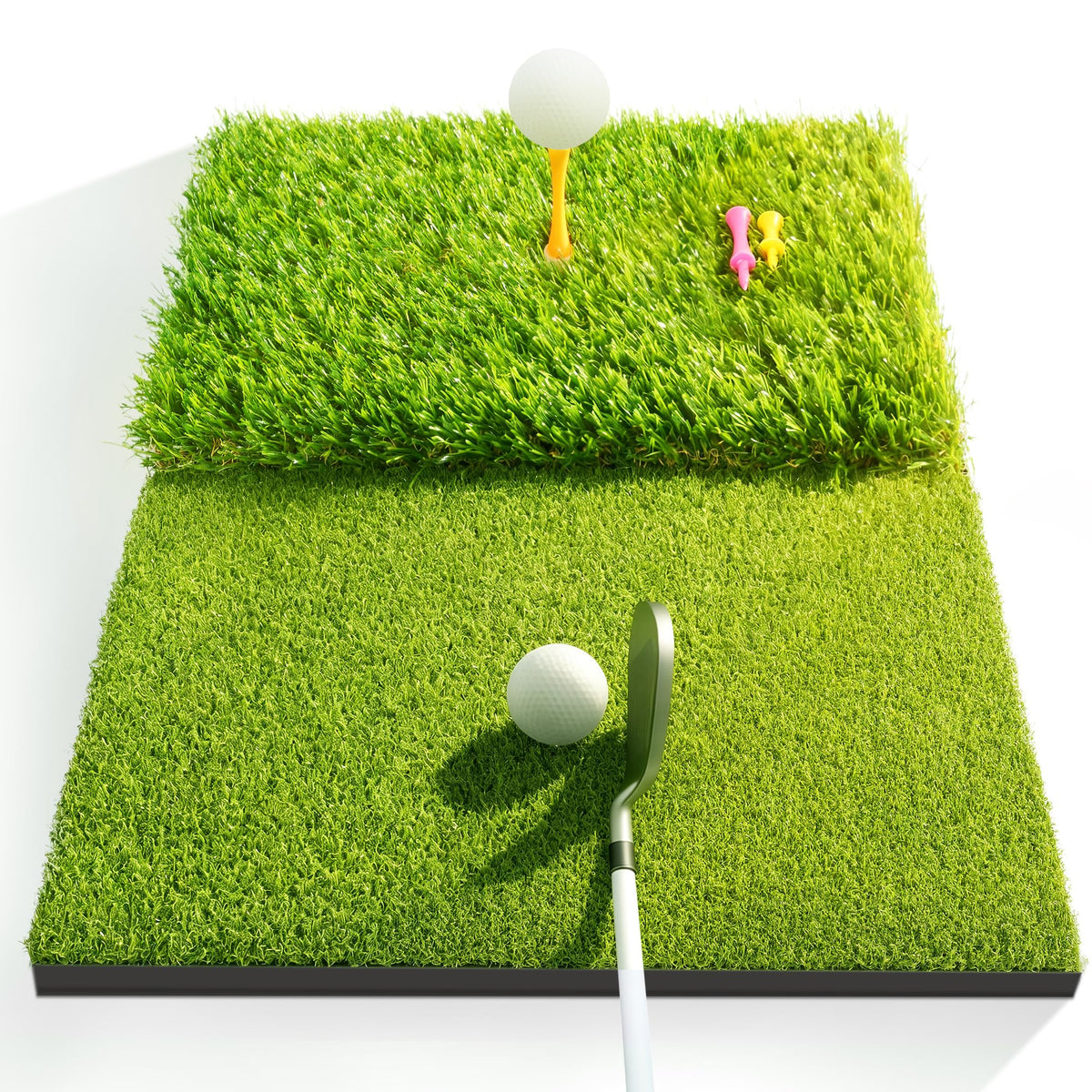 Fanshaw mat front view showing dual-turf and hitting zone benefit realistic practice