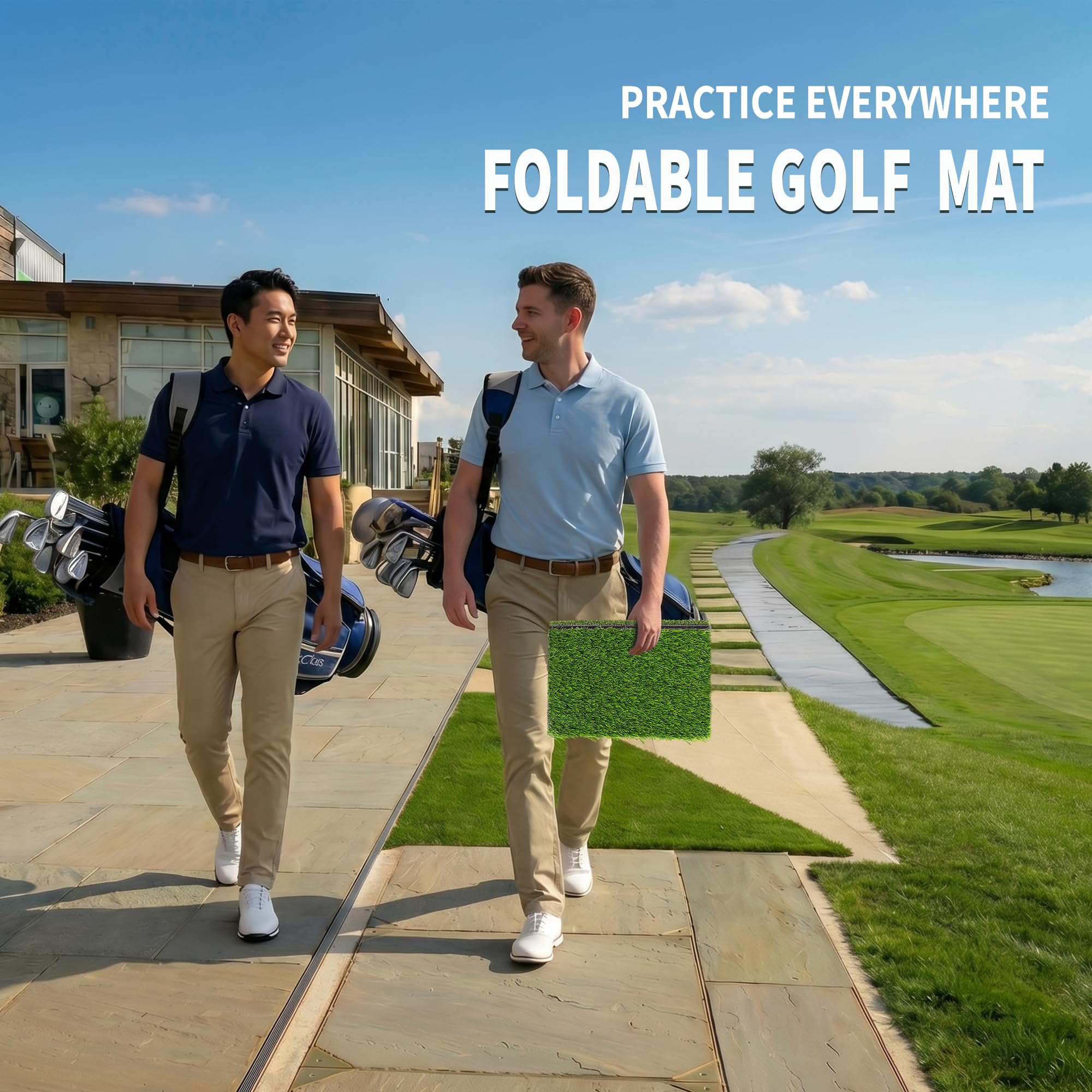 Fanshaw mat in use with golfer driving to improve contact and swing feel