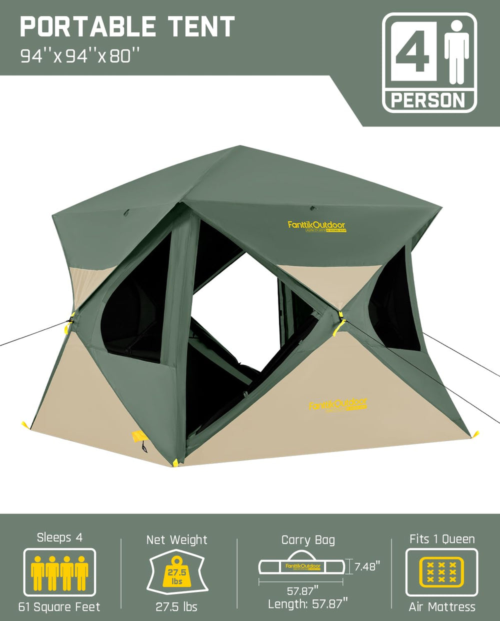 FanttikOutdoor packed tent beside backpack showing compact transport benefit