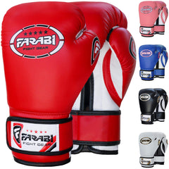 Farabi Sports front view of red kids boxing gloves showing shape and padding benefit