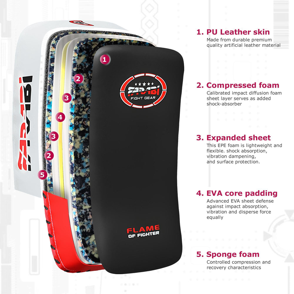 Farabi Sports close-up of layered padding showing deep impact protection