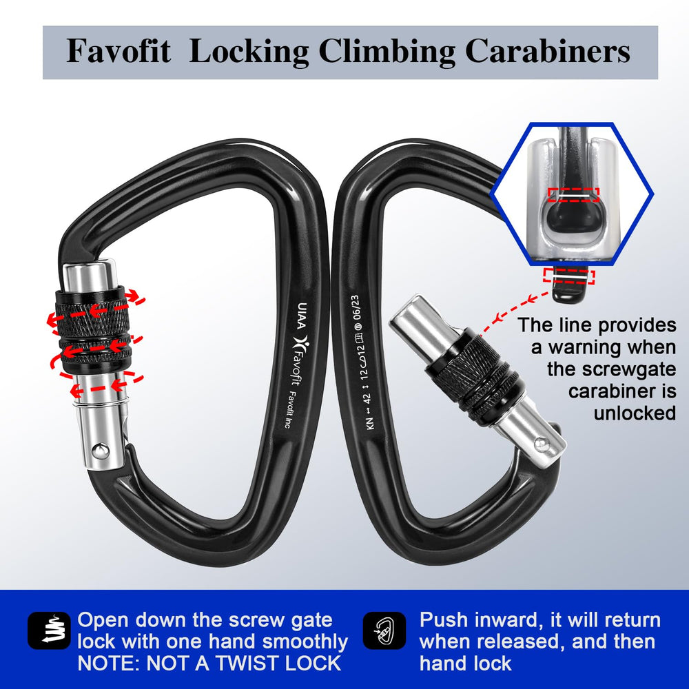 Favofit carabiner clipped to rope in use offering secure clipping confidence