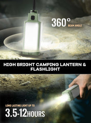 Favorbrite open four-panel lantern providing 360-degree light to illuminate a campsite or work area