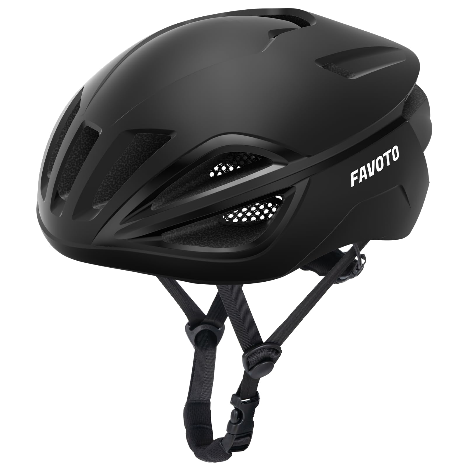 Favoto helmet front view showing sleek shell and protection benefit