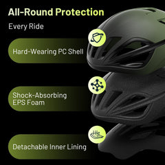 Favoto helmet side profile highlighting durable reinforced edge
